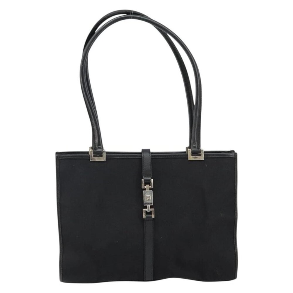 GUCCI Jackie Shoulder Bag Nylon Black Silver - Picture 2 of 16